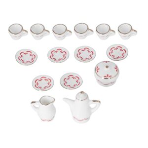 Omquot 1:12 Miniature Ceramic Tea Cup Set, Exquisite Dollhouse Decoration for DIY Lovers