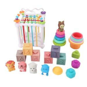 Omquot Colorful Soft Stacking Block Set - Intellectual Awakening Development Toy for Infants - Great for Travel