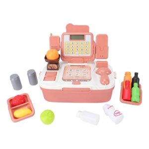 Omquot Kids Toy Cash Register with Light and Sound Effects for 3-6 Year Old, ABS Plastic Box Desk Game for Counting and Practicing Arithmetic Skills