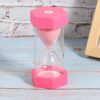 Omquot Pink Hexagonal Sand Clock for Home Decoration, 15 Minute Timer, Educational Tool for Children, Durable Plastic Material