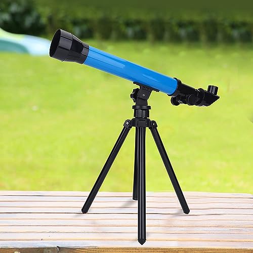 Omquot Telescope Educational Monocular Space Astronomical Toy for Kids with Stand, Portable Beginner 20X 40X 60X Eyepieces Adjustable Angle, Tough ABS Material, Gift For Little Astronomers (Blue)