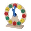 Omquot Wooden Clock Toy, Colourful Learning Clock for Time Recognition, Perfect for Over 3 Years