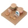 Omquot Wooden Coffee Cup Toy Set for Fantasy Game with Milk Cups, Spoons and Coffee Liquid for Children