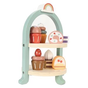 Omquot Wooden Dessert Tower for Afternoon Tea Toy for Children's Social Interaction and Creativity Development