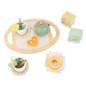 Omquot Wooden Fiction Game Set for Tea Party Fancy Afternoon Tea Toy for Girls at School