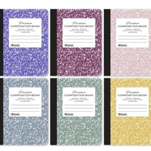 OMURA 48 Pack, Premium Morandi Color Marble Composition Book C/R 100 Sheets