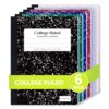 ONAVIA Composition Notebook College Ruled 6 Pack, 200 Pages, Assorted