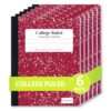 ONAVIA Composition Notebook College Ruled 6 Pack, 200 Pages, Marble Red
