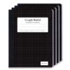 ONAVIA Graph Composition Notebook 4 Pack, 4x4 Grid, 200 Pages, Black