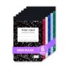 ONAVIA Mini Composition Notebooks, Wide Ruled, 160 Pages, 6 Pack, Assorted