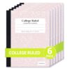 ONAVIA Pink Composition Notebook College Ruled 6 Pack, 200 Pages