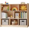 ONBRILL 8 Cube Montessori Shelf,3-Tier Wood Bookcase for Toddler Kids Room