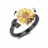 ONEFINITY Sunflower Fidget Ring 925 Sterling Silver Bee Spinner Ring You Are My Sunshine Stress Relieving Adjustable Anxiety Jewelry Gift for Women Mom Grandma Sunflower Lover(Black)