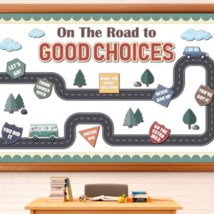 On The Road to Good Choices Motivational Bulletin Board Set Affirmations Station Classroom Decor Road Trip Moving Mountains Paper Cutouts for Back to School Home Office Chalkboard Wall Door Decor
