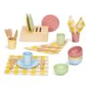 OOOK Wooden Play Dishes and Plates for Kids Kitchen Set, 25 PCS Wooden Play Kitchen Accessories, Pretend Montessori Kids Pots and Pans Playset for 3+ Toddlers