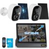 OOSSXX (2026 New) 100% Wire-Free Solar Battery Home Outdoor Wireless Security Camera System Solar Powered Wi-Fi Cameras Video Surveillance with 10.2“ UHD Monitor 2-Way Audio