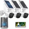 OOSSXX (2026 New) Solar Wireless Security Camera System, 4MP 3-Cam Kit with 4CH NVR, 2.4/5.8GHz Dual WiFi, 55% Longer Range Dual Antennas, 130° Wide Angle, No Fee App, IP65