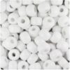 Opaque 11mm Large Barrel Pony Beads (250pcs) - Color: White