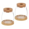 Operitacx 2 Sets Hydroponic Glass Containers with Saucers, Heat-Resistant Micro Landscape Vases for Indoor Plants, Modern Tabletop Decorative Plant Propagation Station