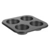 Operitacx Muffin Pan and Professional Cake Shop for Home Carbon Steel with 4 Grids, Non-stick Cupcake Baking Tray Easy to Clean and Practical Bakeware with Creative Design
