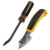 Opfiue 2 Pack Staple Remover, Heavy Duty Tack Puller Industrial Staple Remover Upholstery Tool with Double Pronged Head for Furniture, Floor, Carpet, Carton, Black or Yellow Handle