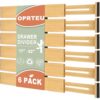 OPRTEU 6-Pack Bamboo Drawer Dividers Organizer – Expandable 17''-22'' Kitchen & Clothing Storage for Deeper drawers of Dresser, Bedroom, Kitchen, Office