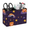 Orange Bear on The Clouds Desk Organizer PU Leather Caddy Holder
