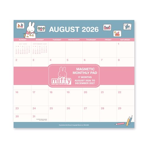 Orange Circle Studio 2027 A Year in Color Magnetic Monthly Calendar Pad, 17-Month Calendar for Office Desk & Refrigerator, Wall Planner, 9.6" x 8.5", Tear-Off Pages, Matte Paper Family Organizer