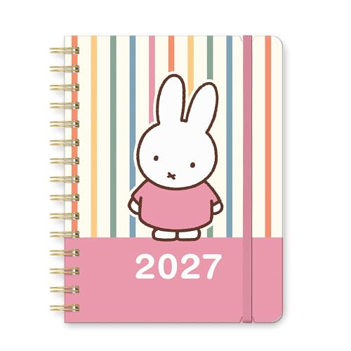 Orange Circle Studio 2027 Miffy A Year in Color Deluxe Compact Flexi Planner, Weekly & Monthly Spiral Organizer, 5.7 x 7.6” Hardcover Agenda with Stickers & Elastic Band for Home or Office Daily
