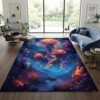 Orange Yellow Purple Jellyfish Ocean Canyon Easy Clean Galaxy Rug 2x3