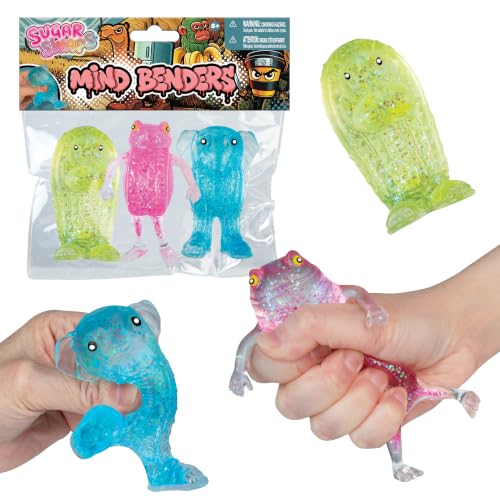ORB Sugar Swaps Mind Benders Brainrot Squishy Toy 3 Pack V2 - Includes Elephant Cactus in Sandals, Hippo Cactus, Tire Frog Brainrot Toys - Stretch, Squeeze Stress Relief Squishies for Kids and Adults
