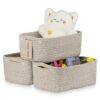 Ordn2Ordn Small Baskets for Organizing, Small Woven Storage Baskets for Shelves, 3 Pack Basket for Nursery, Bathroom and Living room, 11x7.5x4.5 in, Mixed Brown