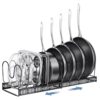 ORDORA Pots and Pans Organizer under Cabinet with Pot Lid Organizer, Expandable Rack for Pan and Pot Organizers Inside Cabinet, 12"-23" Adjustable with 10 Dividers for Kitchen Organization, Black