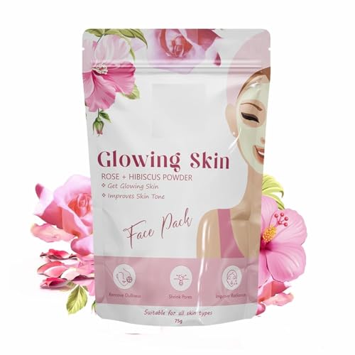 Organic Rose + Hibiscus Face Pack Powder For Glowing Skin | Helps in Remove Dullness & Improve Radiance & Skin Tone | Natural Face Pack For Women/Men - Safe For All Skin Type –75gm (Pack Of 1)