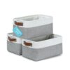 OrganiHaus 12x8in Canvas Storage Baskets, 3 Pack - Fabric Bins for Shelves