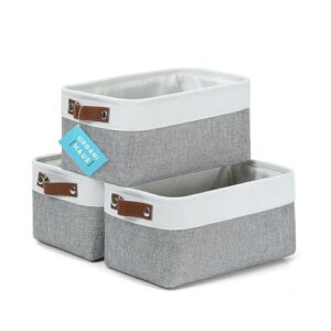 OrganiHaus 12x8in Canvas Storage Baskets, 3 Pack - Fabric Bins for Shelves