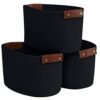 Organizix 3 Pack Woven Cotton Rope Storage Basket, 15x10x9, Black