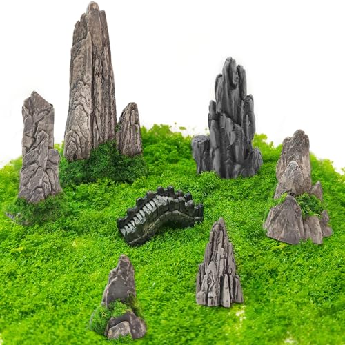OrgMemory Fake Rock, Plastic Rocks, Miniature Basing Material for Diorama Supplies Train Landscape Railway Bonsai Ornament Sand Table Models Fairy Garden Train Scenes