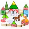 Oriate Farm Animals Magnetic Tiles, Movable Joint Farming Animals Magnetic Building Blocks Magnet Tiles Set, Educational Construction Travel Toy