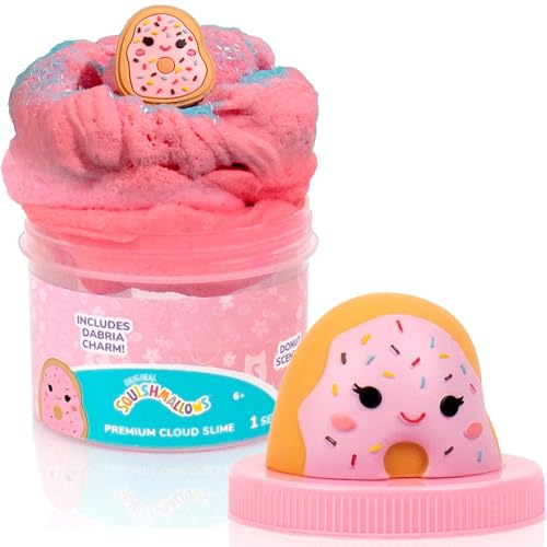 Original Squishmallows Dabria The Donut Premium Cloud Slime, Donut-Scented, 8 oz., Storage Container with Figurine Topper, Rubber Charm, Goodie Bags Stuffers, Kids Party Favors, Sensory Toys