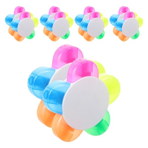 OSALADI 10pcs Flower Petal Highlighter Pens with 5 Bright Colors, Smooth Writing Fluorescent Markers for Note Taking, DIY Scrapbook Markers, Lightweight and Creative Design for Students
