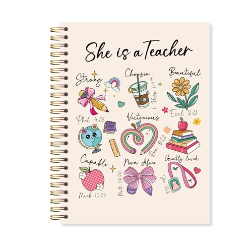 OSLYSOF Christian Teacher Spiral Notebook, Teacher Appreciation Gifts, Bible Journaling Notebooks for Note Taking, Bible Journal for Women Teachers, 5.5x8.3 Inch with 164 Pages