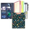 Ospelelf Leather Clipboard with Storage, Spiral Clipboard Folio for Letter Size with Phone Pocket, Zipper Pouch and 5 Dividers, Portfolio Organizer for Office, School Floral