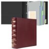 Ospelelf Vintage 3 Ring Binder 2 Inch,Leather D Ring Binder with Pockets and 5 Tab Dividers, Hardback Book Style Document Organizer Fits Letter Size for Home and Office Burgundy