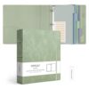 Ospelelf Vintage Hardcover 3 Ring 2 inch Leather Binder, Professional Binders Organizer Suitable for Letter Size, Binder Dividers with Tabs, Light Green