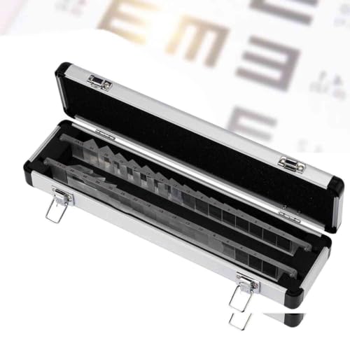 OSPSHPG Optical Ophthalmic Prism Set, with Horizontal (16) and Vertical (15) Prism Strips, Aluminum Box, Accurately Examination and Easy to Carry, for Hospital, Optometry Centers