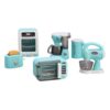 Otbushit Kids Kitchen Set with Working Microwave, Toaster & Coffee Maker, 6+ Mini Appliances for DIY Assembly, Blue Kitchen Toys for Girls & Boys Ages 6 and Up