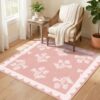 Othilic Pink Square Rug 3ft - Soft Washable Floral Boho Bathroom Rug Non Slip 3x3 Stain Resistant Cute Scalloped Square Small Accent Throw Rugs for Entryway Girls Bedroom Kitchen Dorm Bath Powder Room