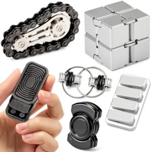 Otoolling 6 Pcs Adult Metal Fidget Toys Set Magnetic Spinners Cool Gadgets for Stress Relief, Back to School Gift Quiet Office Desk Toy for Classroom Autism ADHD Anxiety Gifts