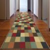 Ottomanson 1'10.5" x 8' Hallway Runner Rug – Non Slip Low Pile Carpet Runner for Entryways, Stairs, Corridors & High Traffic Areas, Checkered Multicolor